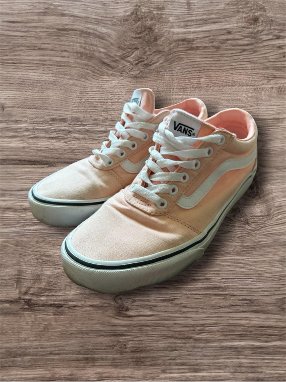Vans Peach Low-Top Canvas Sneakers with White Label - Picture 3 of 6